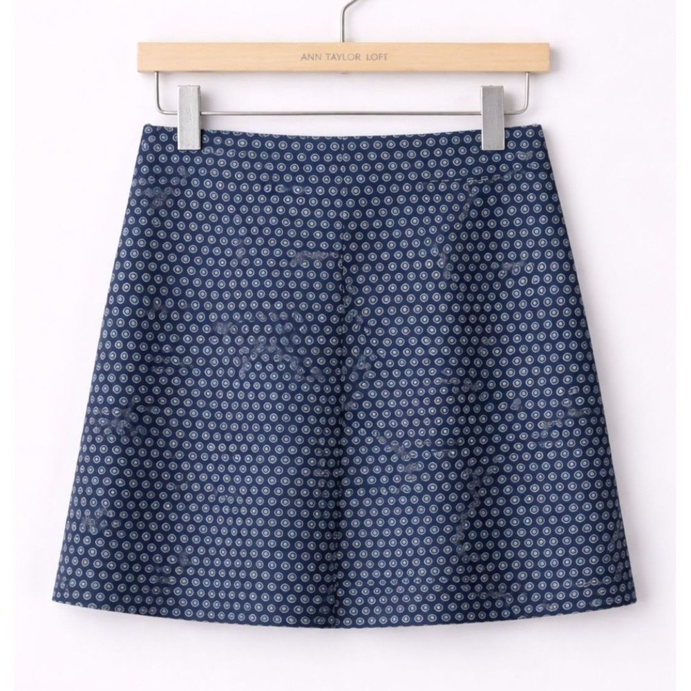 Ann Taylor LOFT Womens Brown Turquoise Geometric Jacquard A-Line Mini Skirt 10